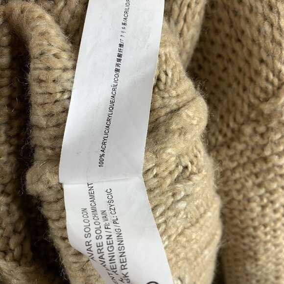 J.O.A. Tan Marled Chunky Cable Knit Turtleneck Sweater Size Medium Neutral - Picture 7 of 8